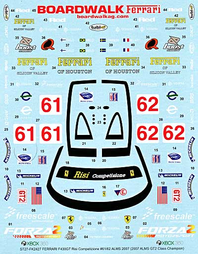 フェラーリ F430GT Risi Competizione #61/#62 アメリカ ル・マン 2007年 スペアデカール デカール (スタジオ27 ツーリングカー/GTカー オリジナルデカール No.SDFR2428) 商品画像