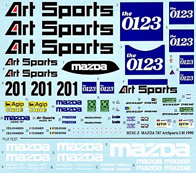 マツダ 787 Art Sports ル・マン 1990年 デカール デカール (MZデカール ミニッツレーサー対応 オリジナルデカール No.MZ0013) 商品画像