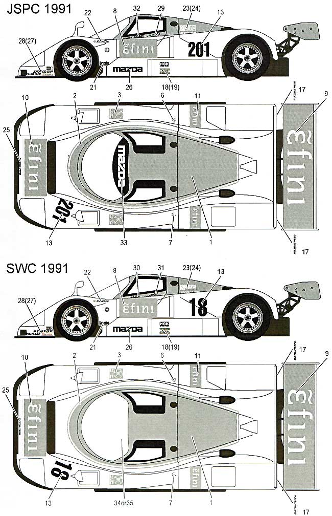 マツダ 787B Enfini JSPC/SWC 1991年 デカール デカール (MZデカール ミニッツレーサー対応 オリジナルデカール No.MZ0014) 商品画像_1