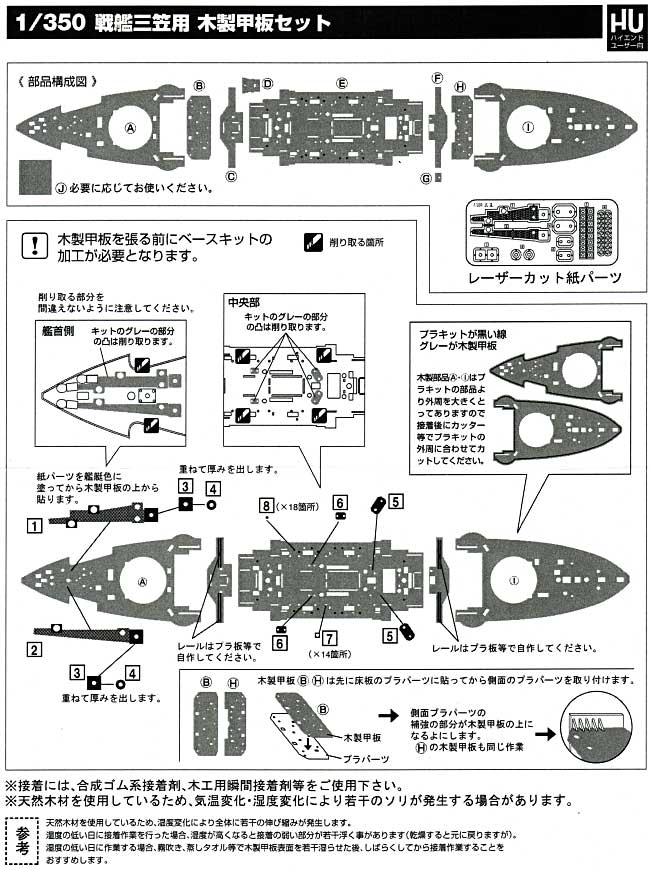 戦艦 三笠用 木製甲板セット (1/350スケール・ハセガワ用) 木製甲板シート (新撰組 マイスタークロニクル パーツ No.MCP020) 商品画像_2