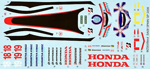 SA08 スペインGP 2008年用 デカール　 デカール (MZデカール ミニッツレーサー対応 オリジナルデカール No.MZ0015lmd) 商品画像