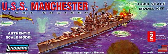 アメリカ海軍 軽巡洋艦 マンチェスター プラモデル (リンドバーク 艦船モデル No.70561) 商品画像