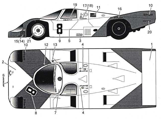 ポルシェ 956 Marlboro LM1983 デカール (MZデカール ミニッツレーサー対応 オリジナルデカール No.MZ0021) 商品画像_1