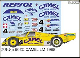ポルシェ 962C CAMEL LM1988 デカール (MZデカール ミニッツレーサー対応 オリジナルデカール No.MZ0020) 商品画像