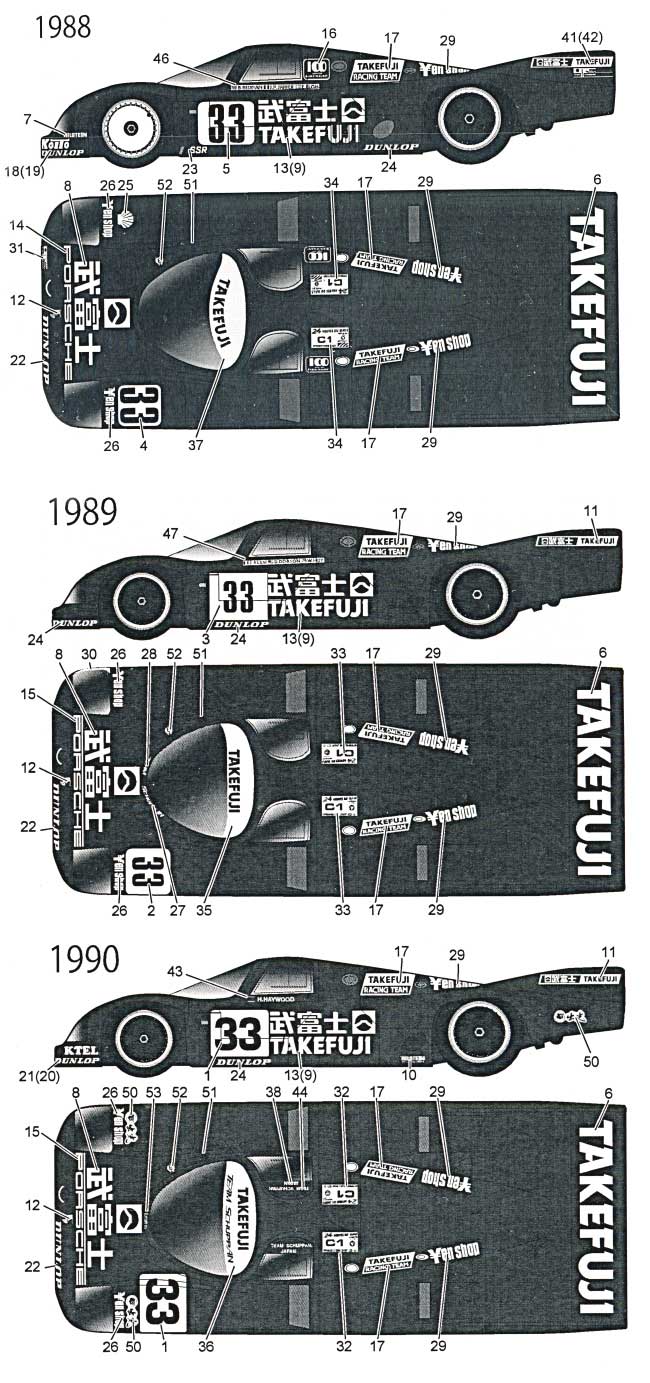 ポルシェ 962C TAKEFUJI LM1988-90 デカール (MZデカール ミニッツレーサー対応 オリジナルデカール No.MZ0008) 商品画像_1