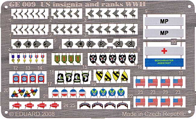 アメリカ軍 袖章・階級章 WW2 エッチング (GSIクレオス ディオラマ用 アクセサリーシリーズ No.GE009) 商品画像_1