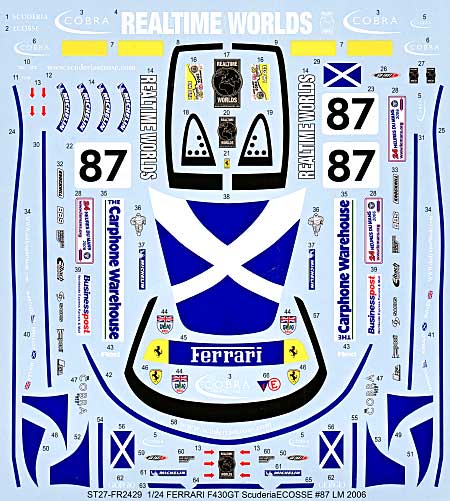 フェラーリ F430GT スクーデリア エコッセ #87 ル･マン 2006 スペアデカール デカール (スタジオ27 ツーリングカー/GTカー オリジナルデカール No.SDFR2429) 商品画像