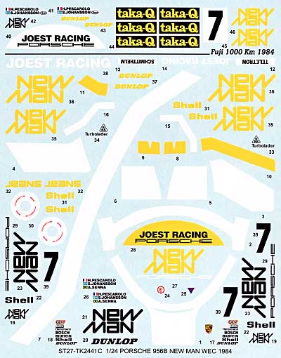 ポルシェ 956B ニューマン WEC 1984 スペアデカール デカール (スタジオ27 ツーリングカー/GTカー オリジナルデカール No.SDT-2441R) 商品画像