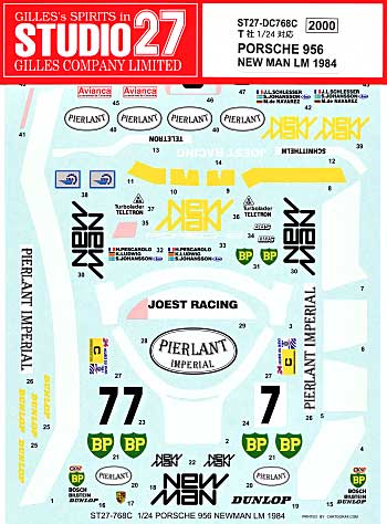 ポルシェ 956 ニューマン  ル・マン 1984 デカール (スタジオ27 ツーリングカー/GTカー オリジナルデカール No.DC768C) 商品画像