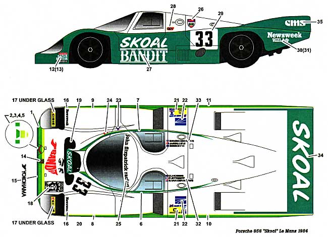 ポルシェ 956 SKOAL ル・マン 1984 デカール (スタジオ27 ツーリングカー/GTカー オリジナルデカール No.DC770C) 商品画像_1