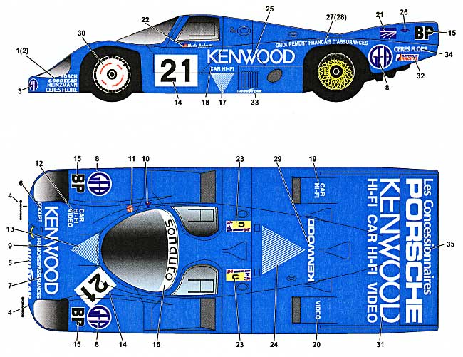 ポルシェ 956 ケンウッド ル・マン 1983 デカール (スタジオ27 ツーリングカー/GTカー オリジナルデカール No.DC771) 商品画像_1