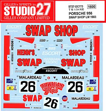 ポルシェ 956 SWAP SHOP  ル・マン 1984 デカール (スタジオ27 ツーリングカー/GTカー オリジナルデカール No.DC773) 商品画像