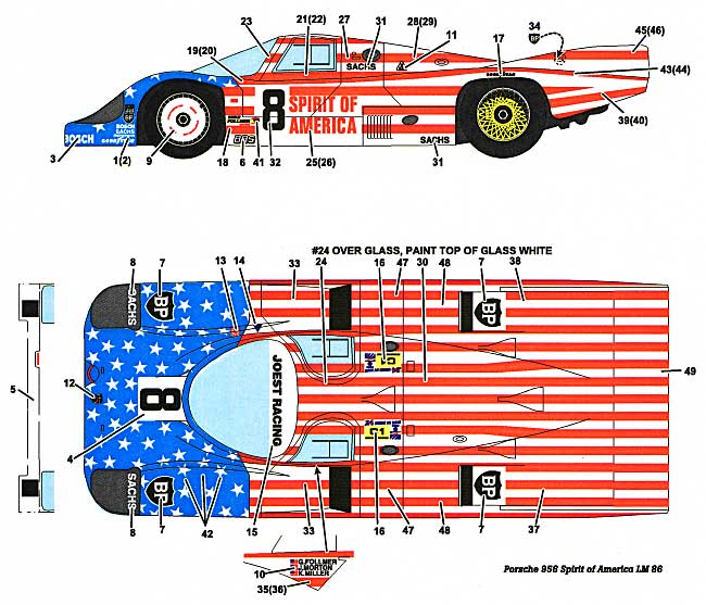 ポルシェ 956 スピリット・オブ・アメリカ ル・マン 1986 デカール (スタジオ27 ツーリングカー/GTカー オリジナルデカール No.DC774) 商品画像_1