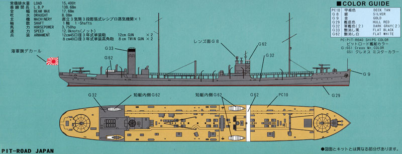 日本海軍 給油艦 知床型 (鶴見・石廊・１隻入り） プラモデル (ピットロード 1/700 スカイウェーブ W シリーズ No.W060) 商品画像_1