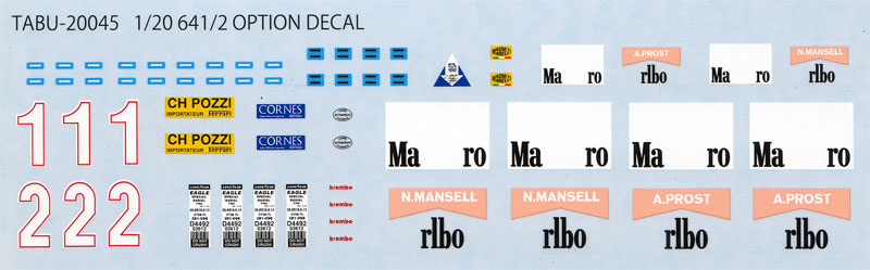 フェラーリ 641/2 オプションデカール デカール (タブデザイン 1/20 デカール No.TABU-20045) 商品画像_1