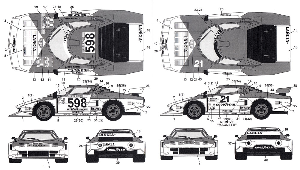 ランチア ストラトス ターボ #598 ジロ・デ・イタリア 1976年 デカール デカール (タブデザイン 1/24 デカール No.TABU-24018R) 商品画像_1
