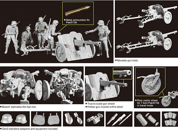 ドイツ 7.5cm 対戦車砲 PaK97/38 w/クルー (プレミアムエディション) プラモデル (ドラゴン 1/35 '39-'45 Series No.6445) 商品画像_2