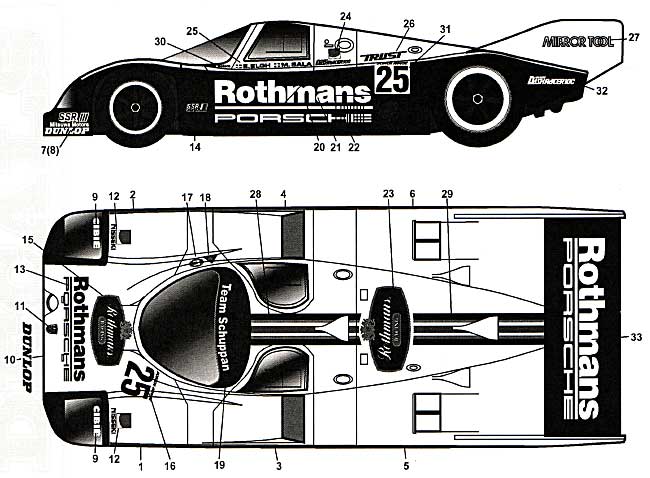 ポルシェ 962C ロスマンズ JSPC 1988年用 デカール デカール (MZデカール ミニッツレーサー対応 オリジナルデカール No.MZ0024) 商品画像_1