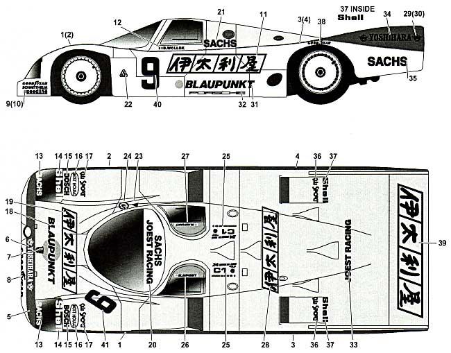 ポルシェ 962C 伊太利屋 ル・マン 1989年用 デカール デカール (MZデカール ミニッツレーサー対応 オリジナルデカール No.MZ0027) 商品画像_1