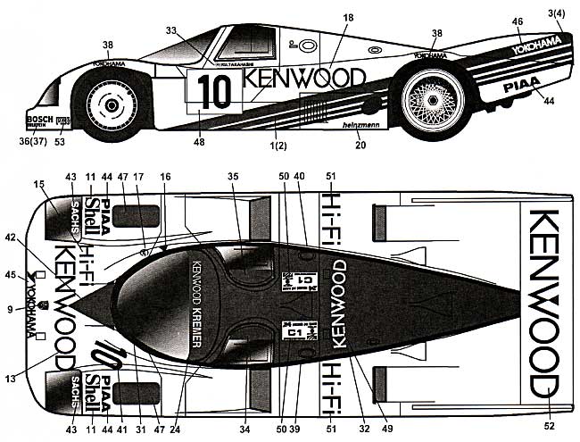 ポルシェ 962C KENWOOD ル・マン 1988年用 デカール デカール (MZデカール ミニッツレーサー対応 オリジナルデカール No.MZ0029) 商品画像_1