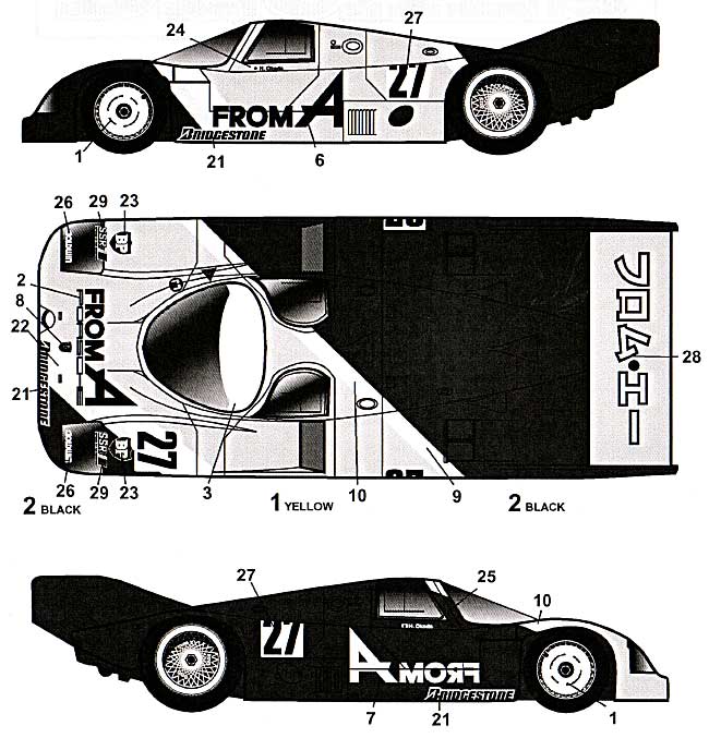 ポルシェ 962C FROM-A JSPC 1987年用 デカール デカール (MZデカール ミニッツレーサー対応 オリジナルデカール No.MZ0030) 商品画像_1