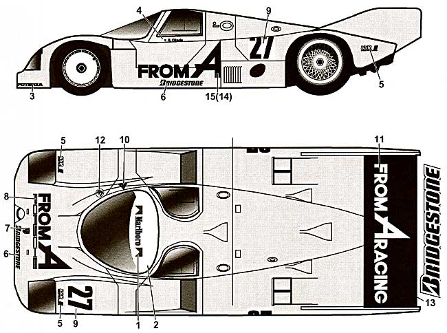 ポルシェ 962C FROM-A JSPC 1988年用 デカール デカール (MZデカール ミニッツレーサー対応 オリジナルデカール No.MZ0031) 商品画像_1