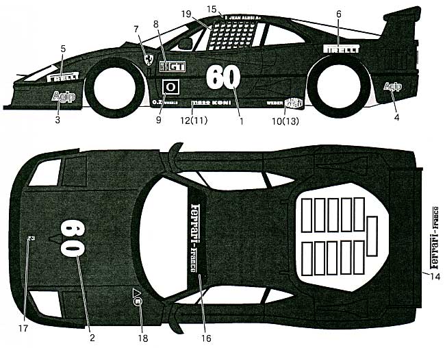 フェラーリ F40 #60 IMSA 1989年用 デカール デカール (MZデカール ミニッツレーサー対応 オリジナルデカール No.MZ0033) 商品画像_1