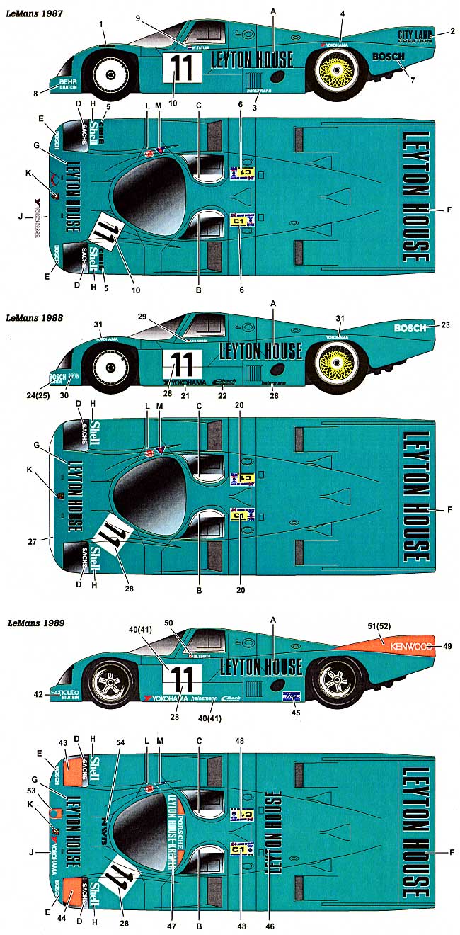 ポルシェ 962C レイトンハウス ル・マン 1987/88/89 デカール (スタジオ27 ツーリングカー/GTカー オリジナルデカール No.DC775) 商品画像_1
