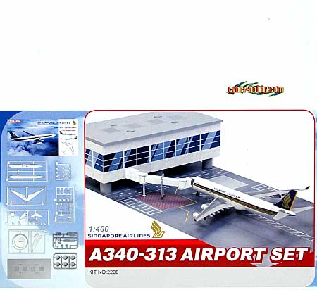 シンガポール航空 A340-313 エアポートセット プラモデル (サイバーホビー 1/400 エアライン （組立キット） No.2206) 商品画像