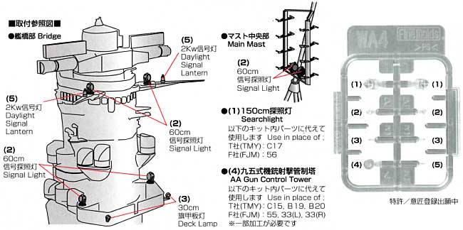 大和・武蔵用 探照灯セット プラモデル (ファインモールド 1/700 ナノ・ドレッド シリーズ No.WA004) 商品画像_1