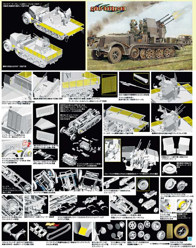 Sd.Kfz.7/1 2cm 四連装対空砲搭載 8tハーフトラック プラモデル (ドラゴン 1/35 39-45 Series No.6525) 商品画像_2