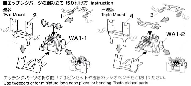 九六式 25mm 三連装/連装機銃 (エッチング製 防盾付き) プラモデル (ファインモールド 1/700 ナノ・ドレッド シリーズ No.WA007) 商品画像_1