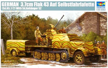 Sd.Kfrz.7/2 8ｔハーフトラック 3.7cm Flak43 対空機関砲搭載型 & Sd.Anhanger52 トレーラー プラモデル (トランペッター 1/35 AFVシリーズ No.01527) 商品画像