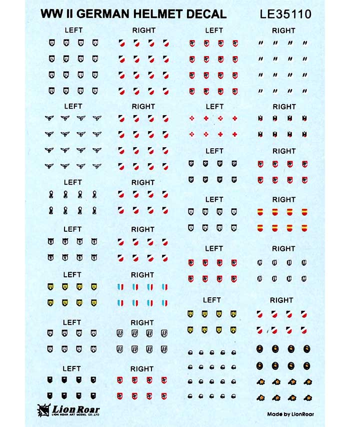 WW2 ドイツ軍 ヘルメット用 デカール デカール (ライオンロア 1/35 ミリタリーモデル用エッチングパーツ No.LE35110) 商品画像_1
