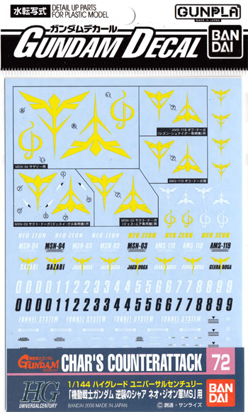 HGUC 機動戦士ガンダム 逆襲のシャア ネオ・ジオン軍MS 用 デカール (バンダイ ガンダムデカール No.072) 商品画像