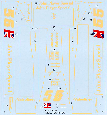 ロータス Type78 1977年仕様 デカール デカール (スタジオ27 F-1 オリジナルデカール No.DC784) 商品画像