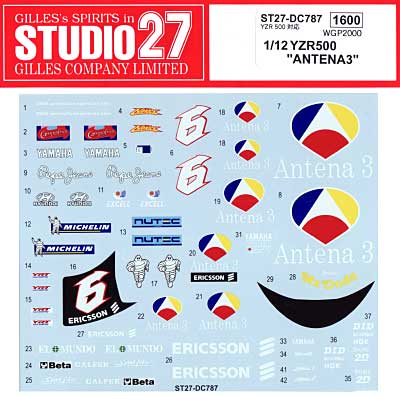 ヤマハ YZR500 ANTENA3 WGP 2000 デカール (スタジオ27 バイク オリジナルデカール No.DC787) 商品画像