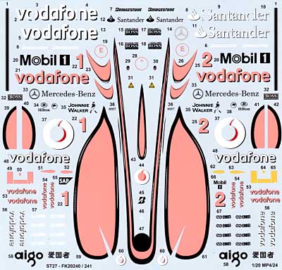マクラーレン メルセデス MP4/24 2009用 スペアデカール デカール (スタジオ27 F-1 オリジナルデカール No.SDF20240) 商品画像