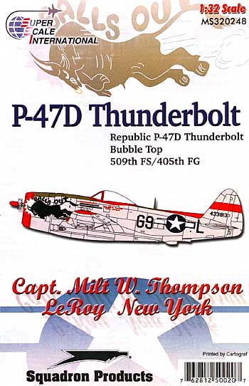 P-47D サンダーボルト バブルトップ 509th FS、405th FG (デカール) デカール (スーパースケール 1/32 エアモデル用 デカール No.MS320248) 商品画像