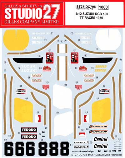 スズキ RGB500 TT RACES 1979 マイク・ヘイルウッド デカール (スタジオ27 バイク オリジナルデカール No.DC798) 商品画像