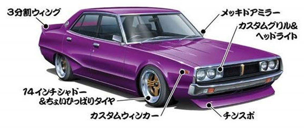 ケンメリ 4Dr (GC110・1972年) プラモデル (アオシマ 1/24 もっとグラチャン シリーズ No.005) 商品画像_1