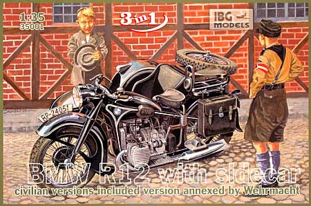 ドイツ BMW R12 サイドカー (民間型) プラモデル (IBG 1/35 AFVモデル No.35001) 商品画像