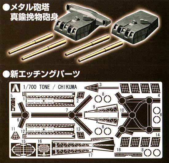 日本重巡洋艦 利根 (エッチング&メタルパーツ付) プラモデル (アオシマ 1/700 ウォーターラインシリーズ スーパーディテール No.039120) 商品画像_1