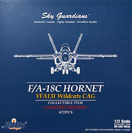 F/A-18C ホーネット VFA-131 ワイルドキャッツ CAG 完成品 (ウイッティ・ウイングス 1/72 スカイ ガーディアン シリーズ （現用機） No.74671) 商品画像
