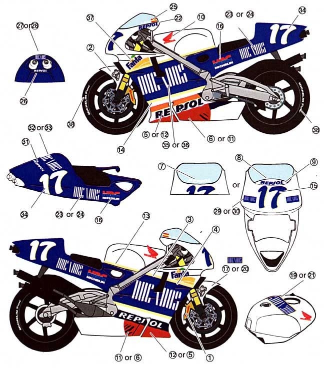 ホンダ NSR500 ポンス 1994 A.プーチ #17 デカール (スタジオ27 バイク オリジナルデカール No.DC807) 商品画像_1