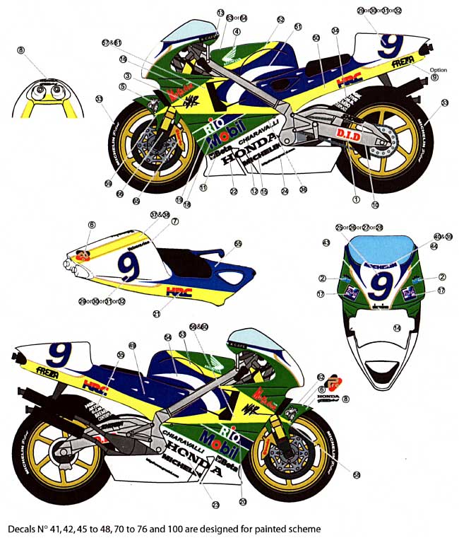 ホンダ NSR500 1998 A.バロス #9 デカール (スタジオ27 バイク オリジナルデカール No.DC808) 商品画像_1