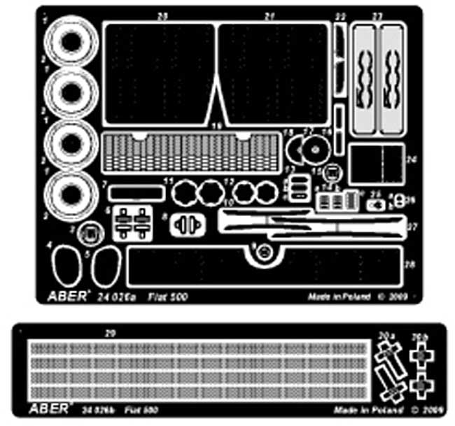 フィアット 500 アップグレードセット (フジミ対応) エッチング (アベール 1/24 自動車用 エッチングパーツ No.24026) 商品画像_2