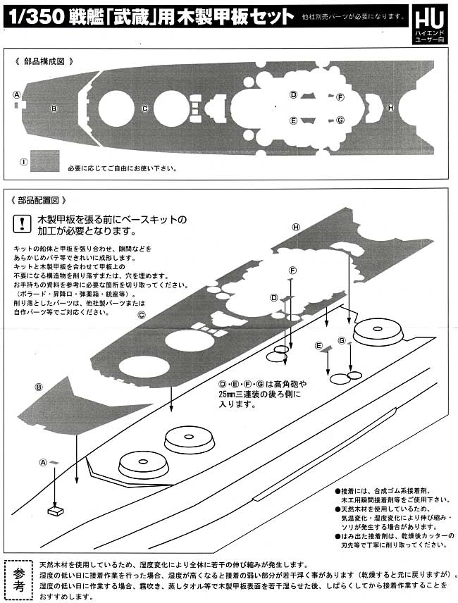 戦艦 武蔵用 木製甲板セット (1/350スケール) レジン (新撰組 マイスタークロニクル パーツ No.MCP022) 商品画像_2