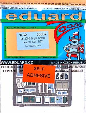 EF-2000 タイフーン 単座型 計器盤 (接着剤付) エッチング (エデュアルド 1/32 エアクラフト用 カラーエッチング ズーム （33-×） No.33-037) 商品画像