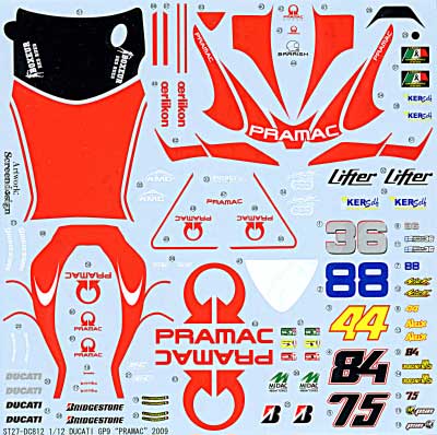 ドゥカティ GP9 PRAMAC RACING 2009 デカール (スタジオ27 バイク オリジナルデカール No.DC812) 商品画像